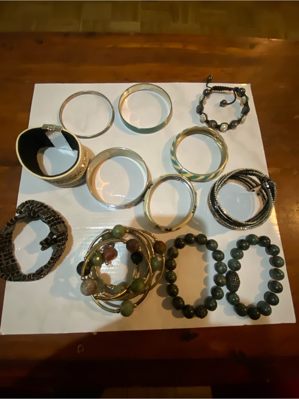 Mixed Gold and Black Women's Bracelet Set - Layered Stack - Picture 2 of 2